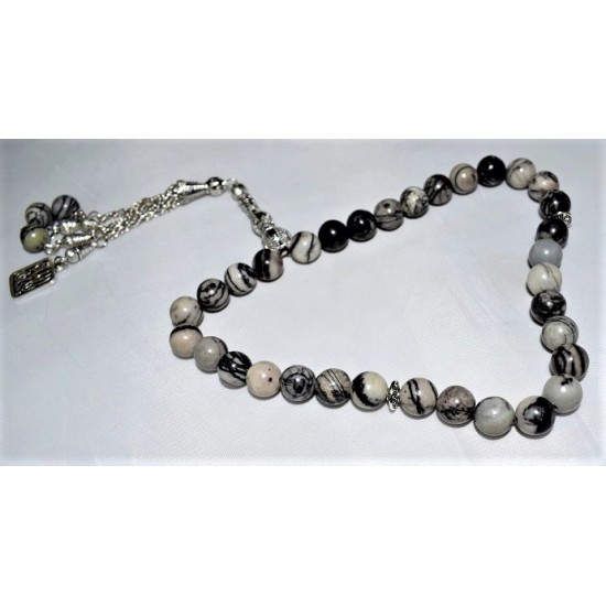 Real Marble Beads 33 Counts With Grey Marble 10 MM