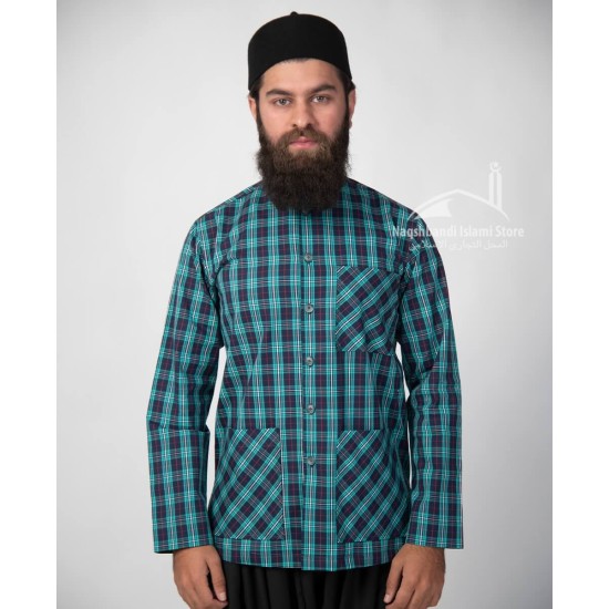 Muslim Sea Blue lining Shirt Sufi Islamic Clothing