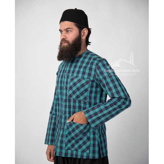 Muslim Sea Blue lining Shirt Sufi Islamic Clothing