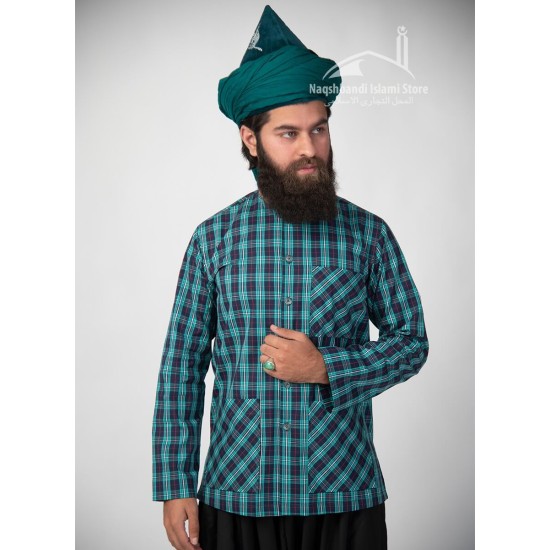 Muslim Sea Blue lining Shirt Sufi Islamic Clothing