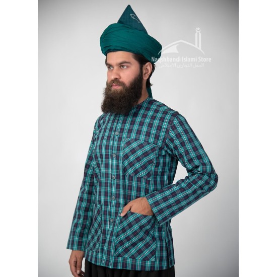 Muslim Sea Blue lining Shirt Sufi Islamic Clothing