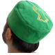 Green Nalain Kufi Cap – Embroidered Velvet Hat with Blessed Symbol of the Prophet ﷺ