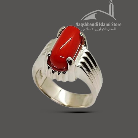 Coral Marjan Capsule Silver Ring