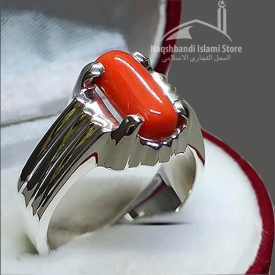 Coral Marjan Capsule Silver Ring