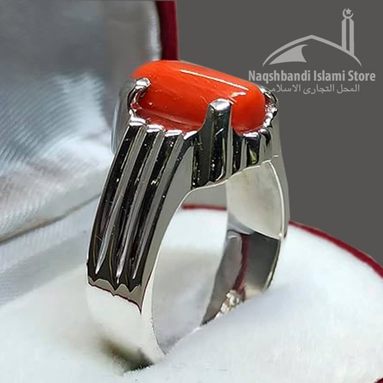 Coral Marjan Capsule Silver Ring