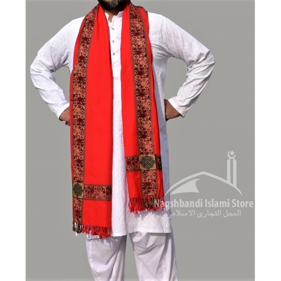 Baghdadi Shawl Sufi Muslim Red Kashmiri Pashmina Shawl Wool Woven Embroidery