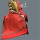 Women Shawl Acro Woolen Red Self Embroidery