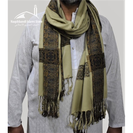 Baghdadi Shawl Sufi Muslim Skin Cream Kashmiri Pashmina Shawl Wool Woven Embroidery