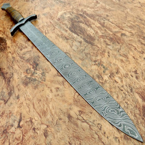 NS-102 CUSTOM HANDMADE 26 Inches Damascus Steel Sword Paka Wood Handle