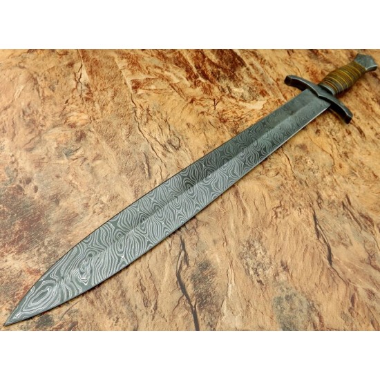 NS-102 CUSTOM HANDMADE 26 Inches Damascus Steel Sword Paka Wood Handle