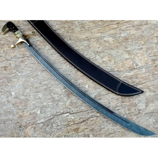 NS-109 CUSTOM HANDMADE 35 Inches Buffalo Horn Handle Arabian Sword