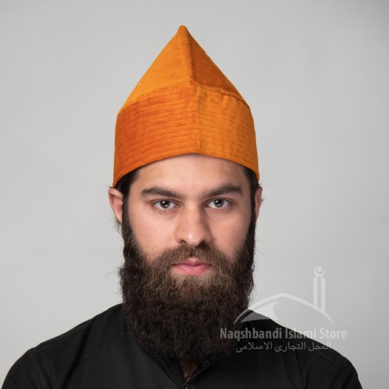 Kufi Cap Orange Sufi Muslim Kufi Hat