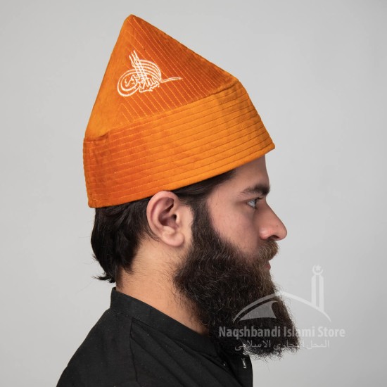 Kufi Cap Orange Sufi Muslim Kufi Hat