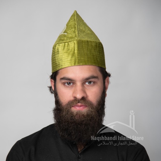 Kufi Cone Taj Parrot Green Sufi Muslim Cap Hat