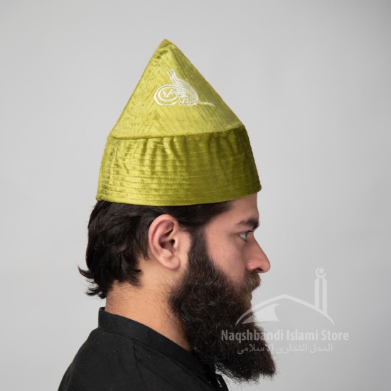 Kufi Cone Taj Parrot Green Sufi Muslim Cap Hat