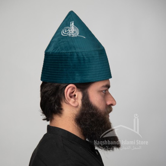 Kufi Cone Sea Blue Sufi Muslim Kufi Hat, Taj, Topi