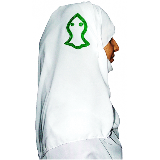 Green Nalain Shareef on White Hijab Scarf