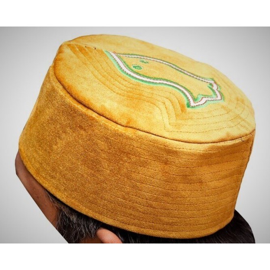 Kufi Nalain Cap Yellow Sufi Muslim Hat